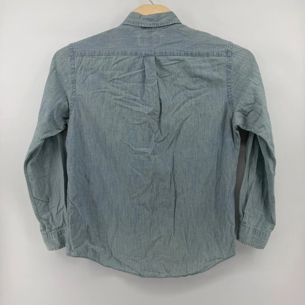 Ralph Lauren Button Down Mens Large Light Blue Chambray Denim Long Sleeve Shirt - Picture 4 of 10